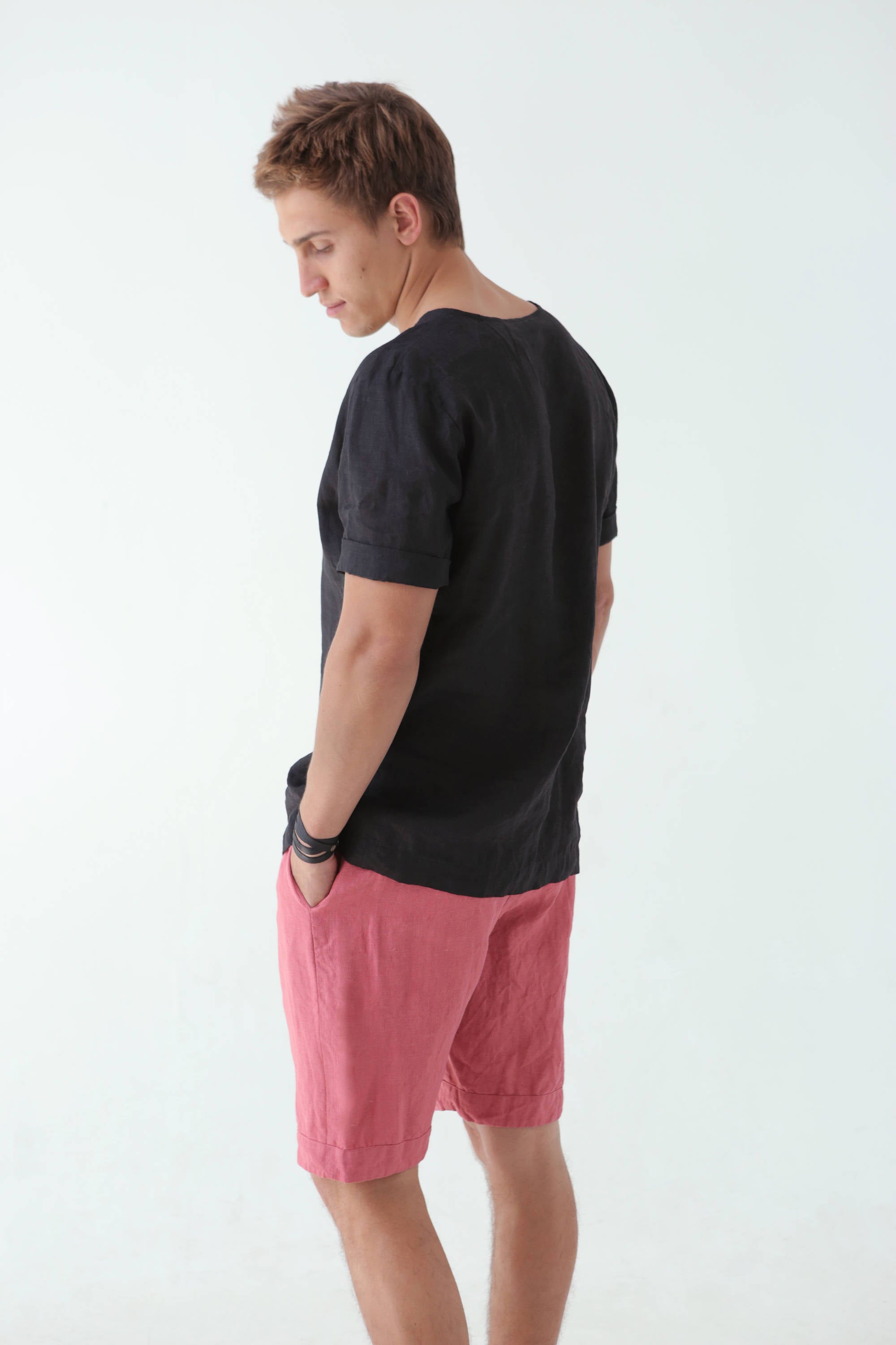 Men’s linen shorts ASH in Peach