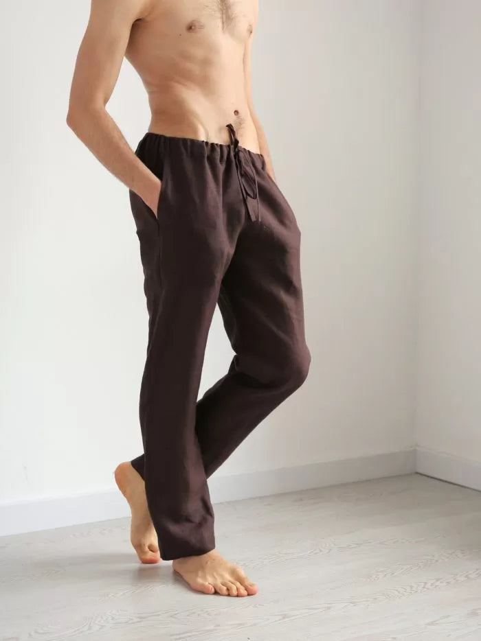 Men’s linen pants ASH in Brown