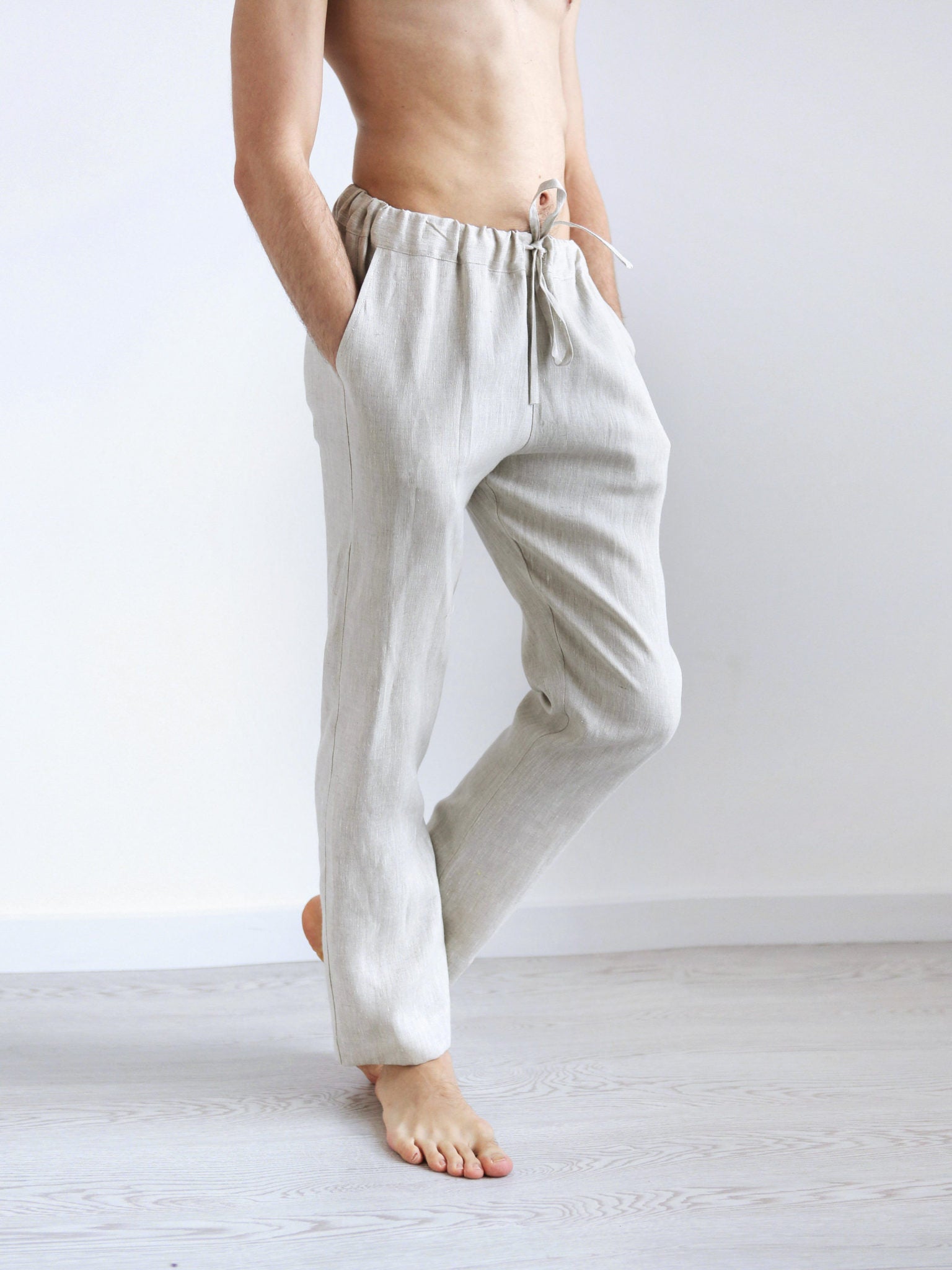 Men’s linen pants ASH in Beige