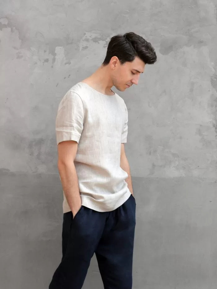 Men’s Linen T-Shirt LINDEN in Beige