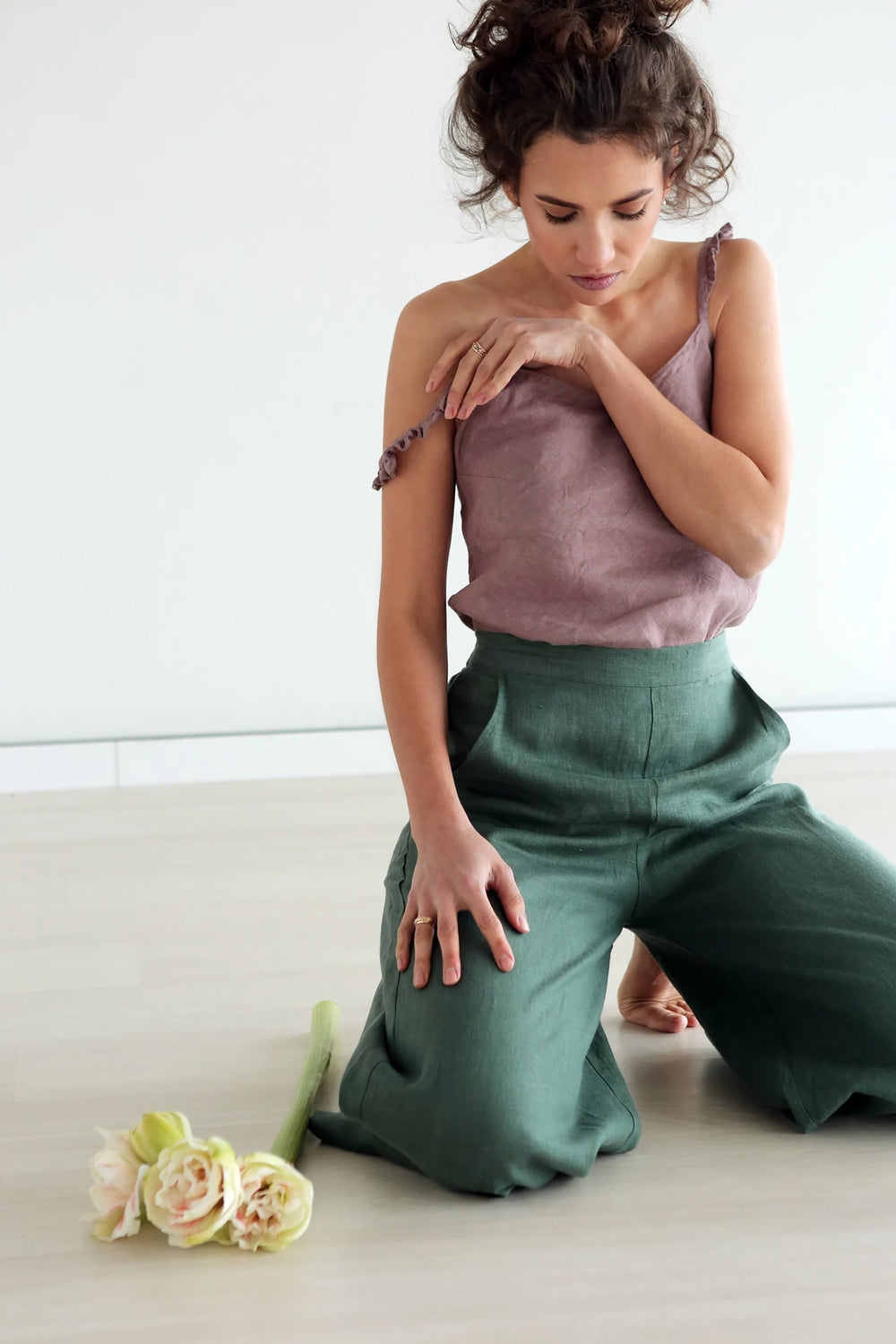 Women’s Linen Сulottes PALMA in Green