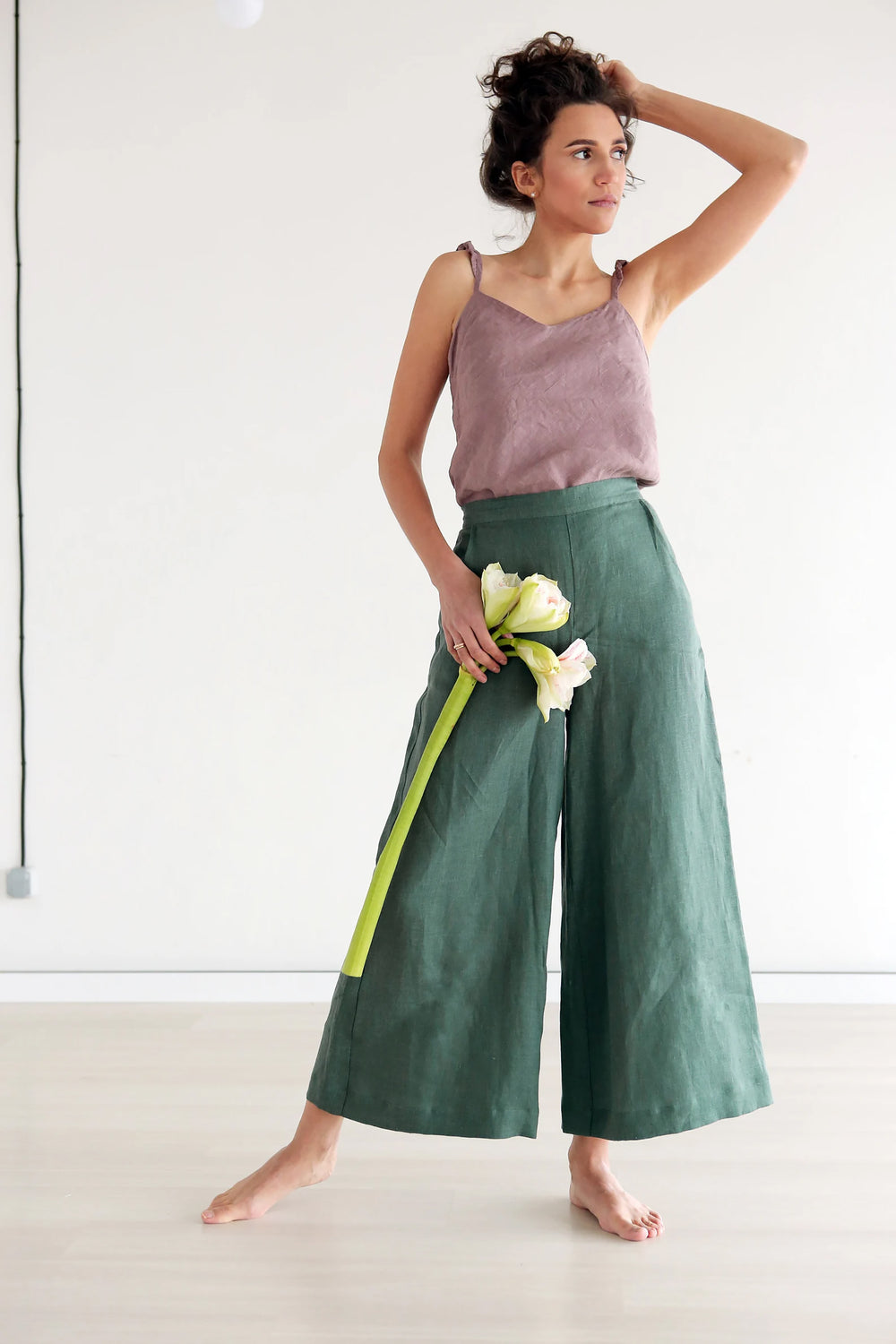 Women’s Linen Сulottes PALMA in Green
