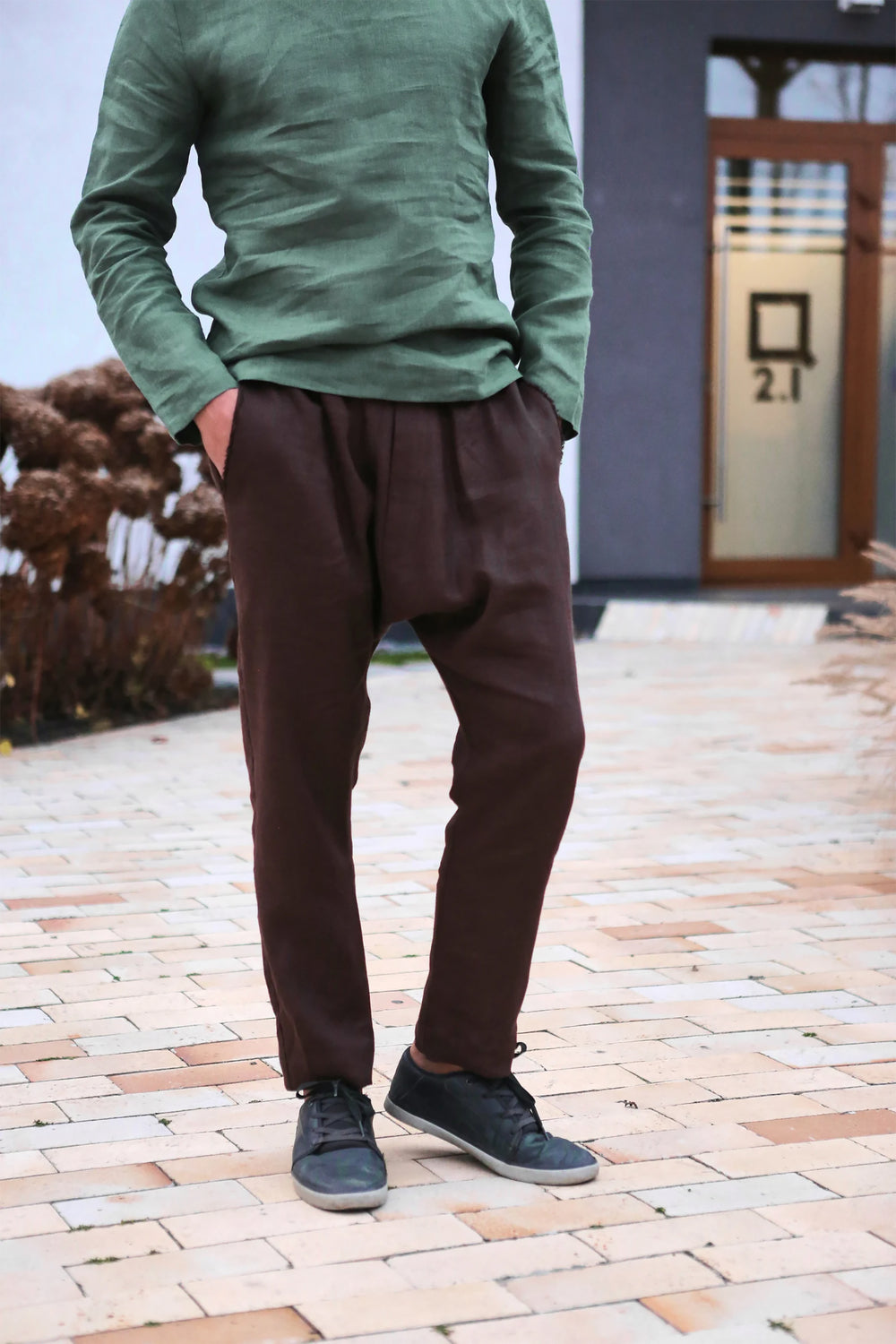 Long Sleeve Linen T-Shirt BIRCH in Green