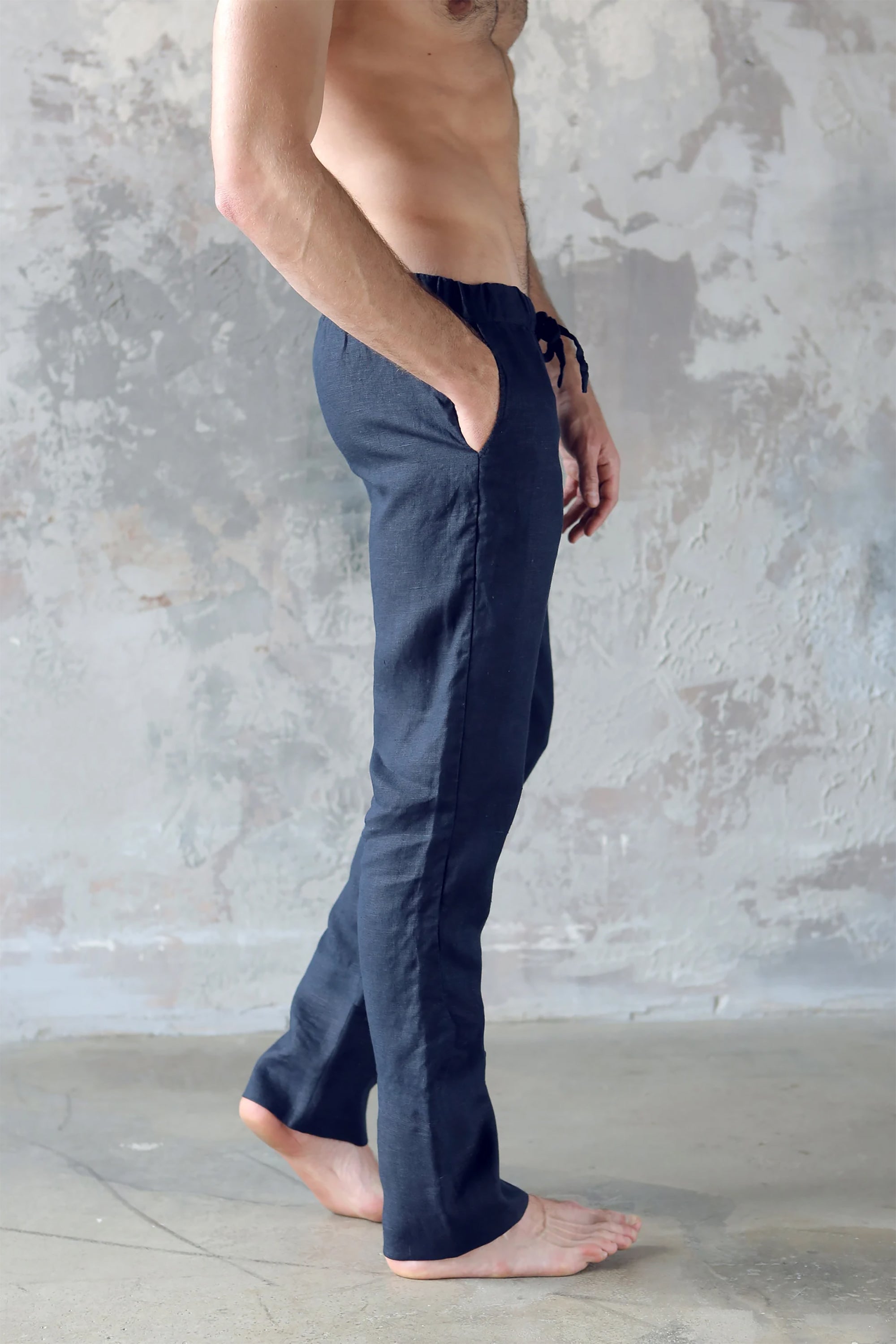 Men’s linen pants ASH in Dark blue