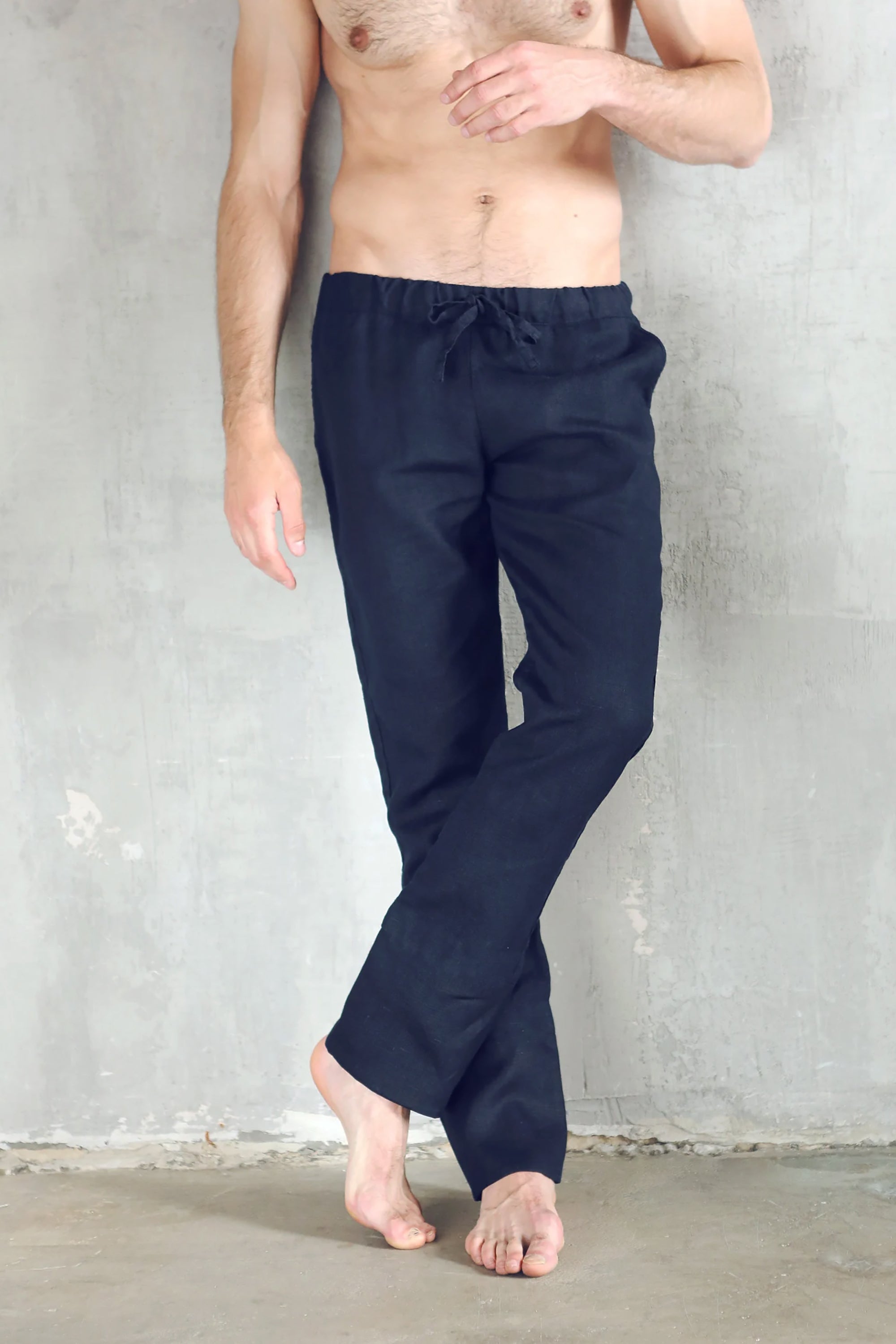Men’s linen pants ASH in Dark blue
