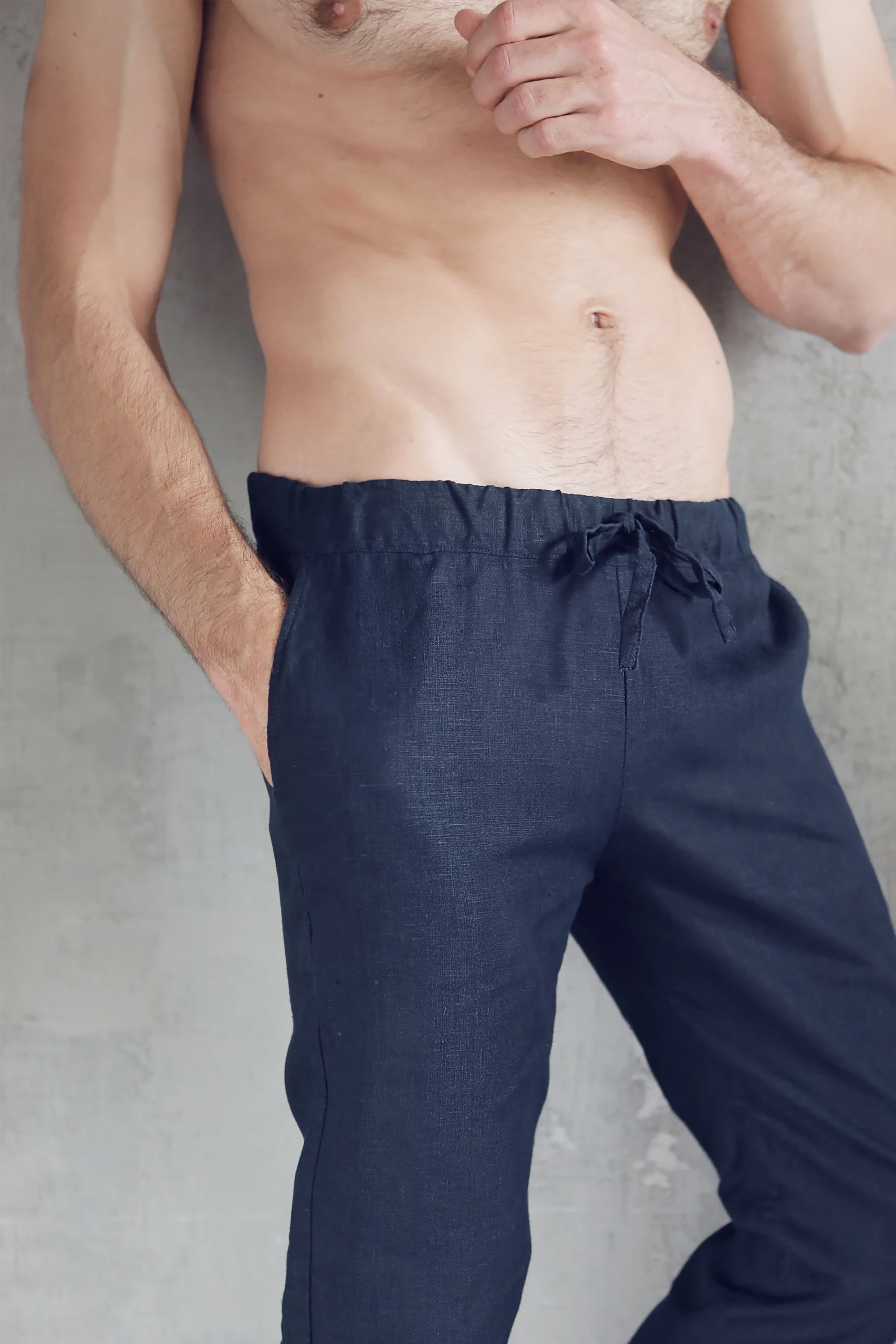 Men’s linen pants ASH in Dark blue