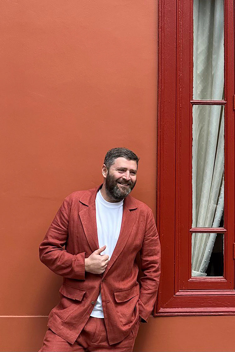 Men’s Linen Jacket LARCH in Terracotta