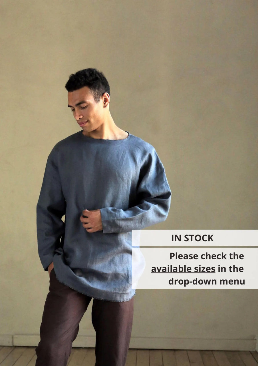 Men’s linen oversizes sweatshirt SAGE - IN STOCK