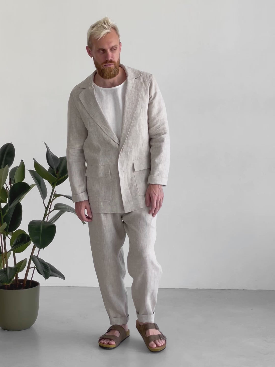 Men's Linen Jacket LARCH in Beige