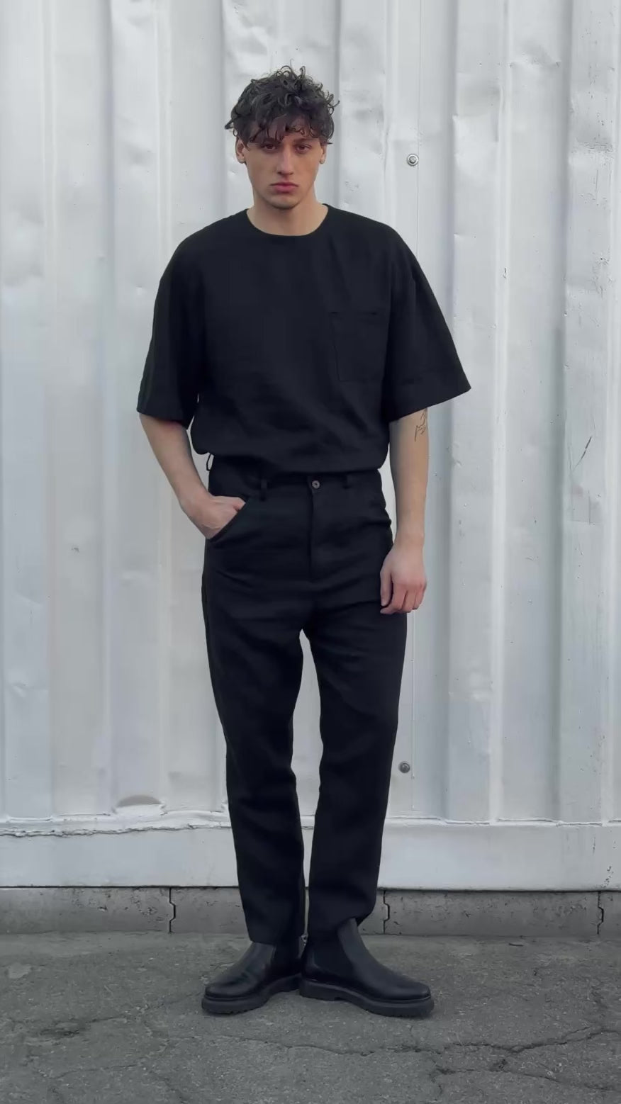 Men's Oversized Linen T-Shirt SUMIRE - IN STOCK