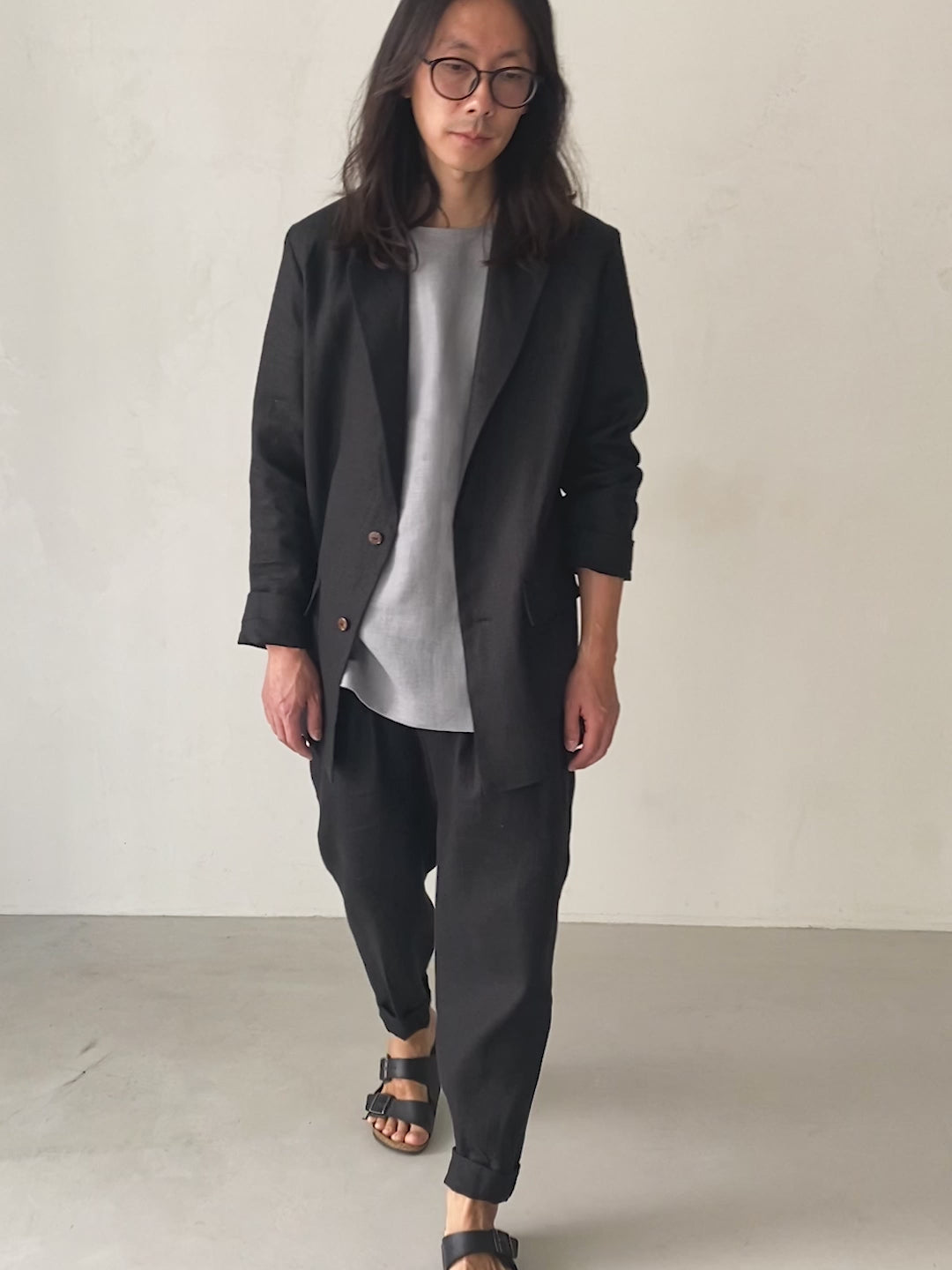 Men's Linen Jacket LARCH in Black