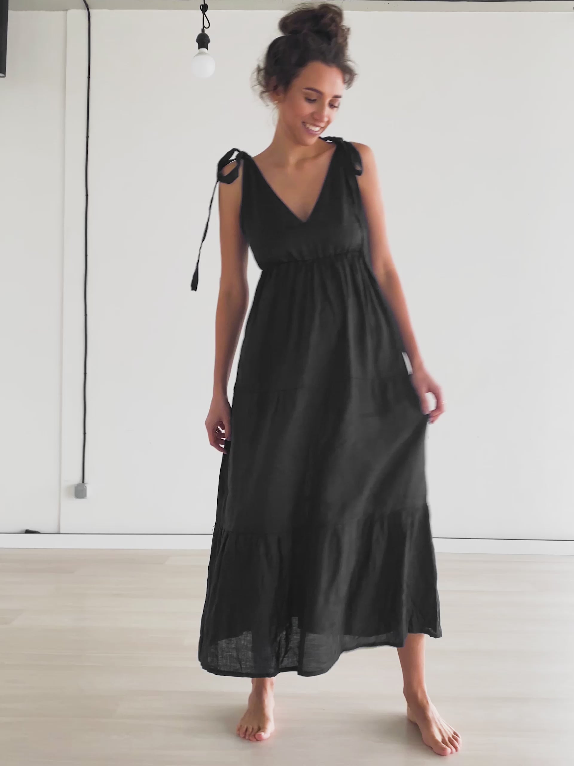 Women's Linen Sundress MELIA in Black