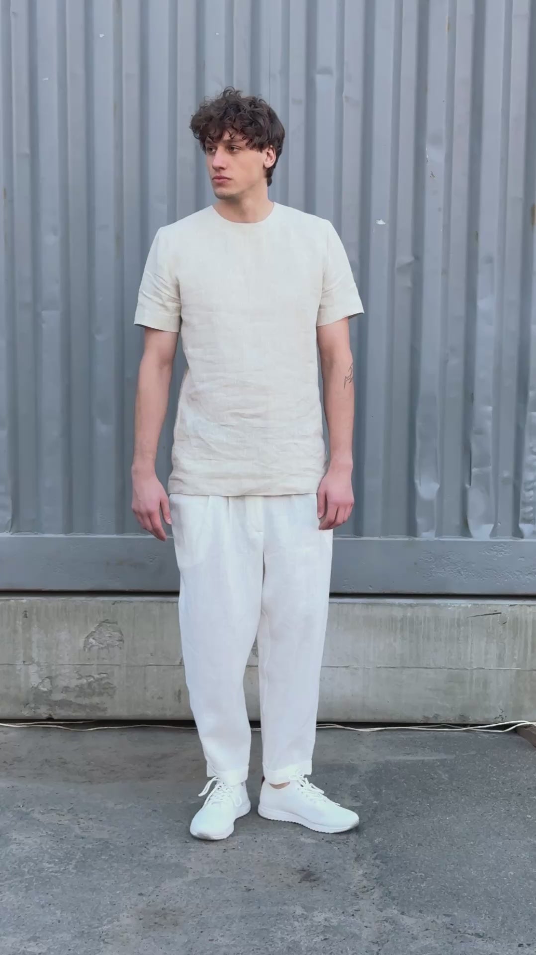 【CLANE】RELAX LOOSE PLEATS PANTS Loose Pleated Pants with Pleats CEDAR in White