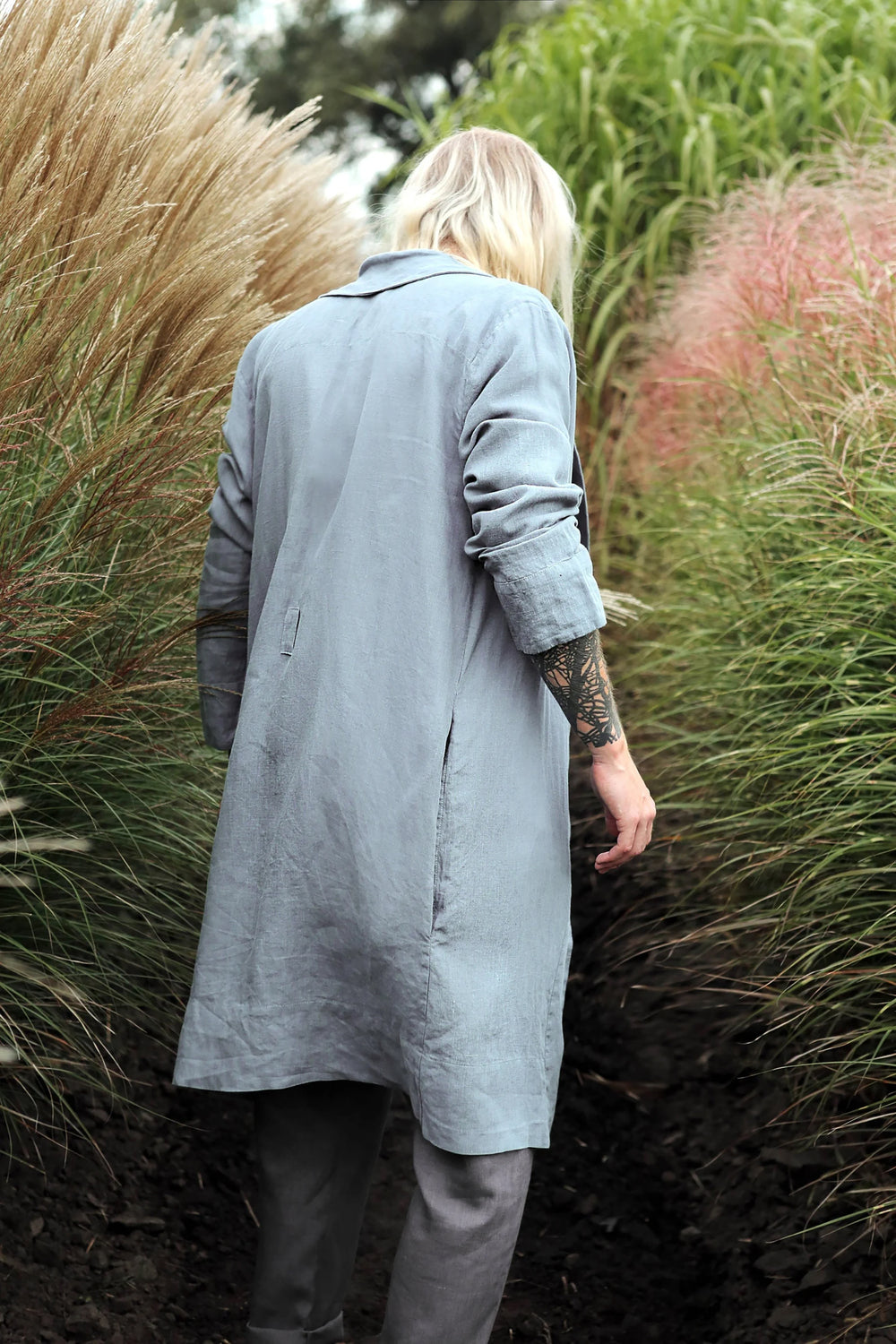 Men’s linen robe JUNIPER in Light grey
