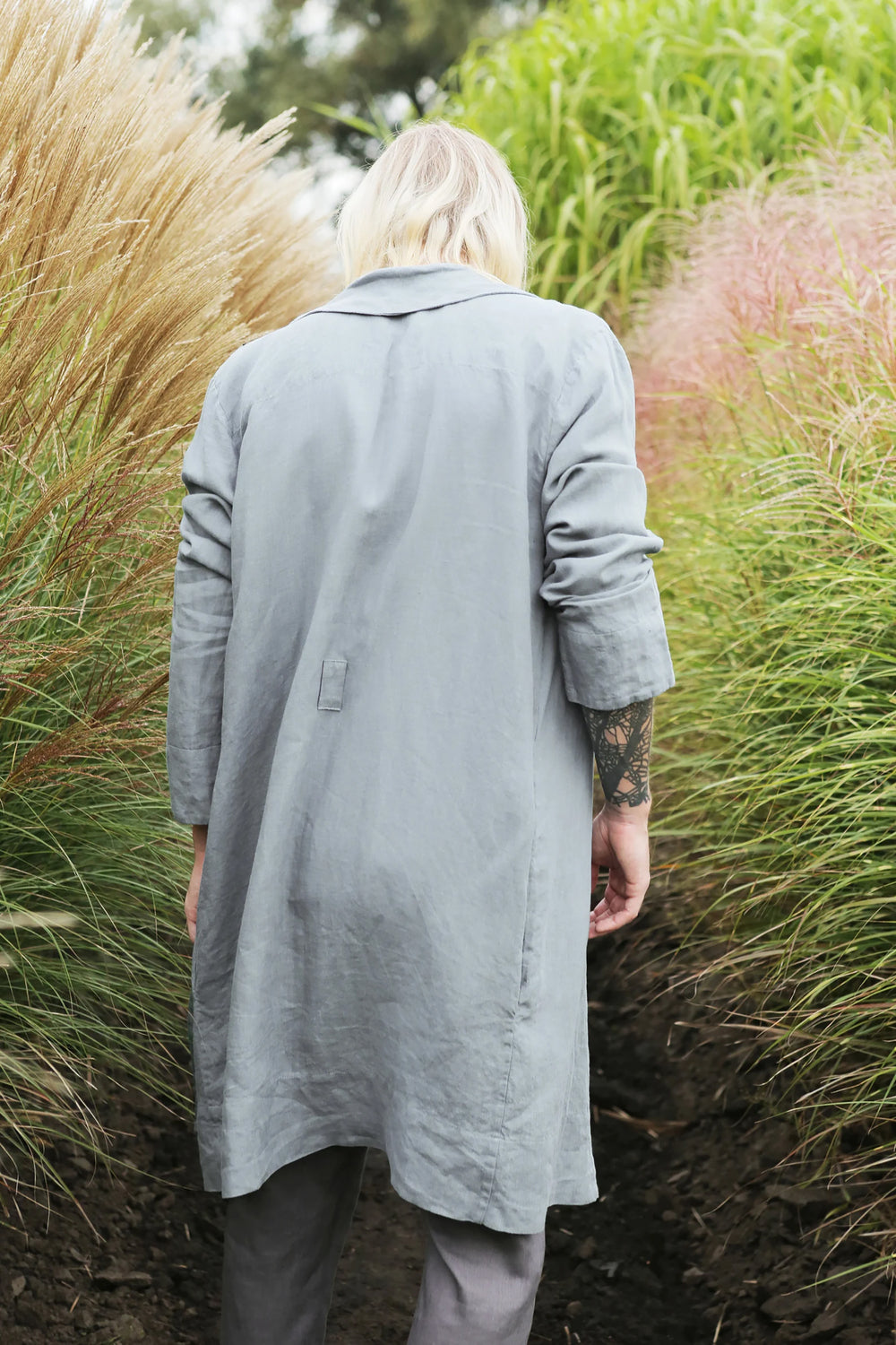 Men’s linen robe JUNIPER in Light grey