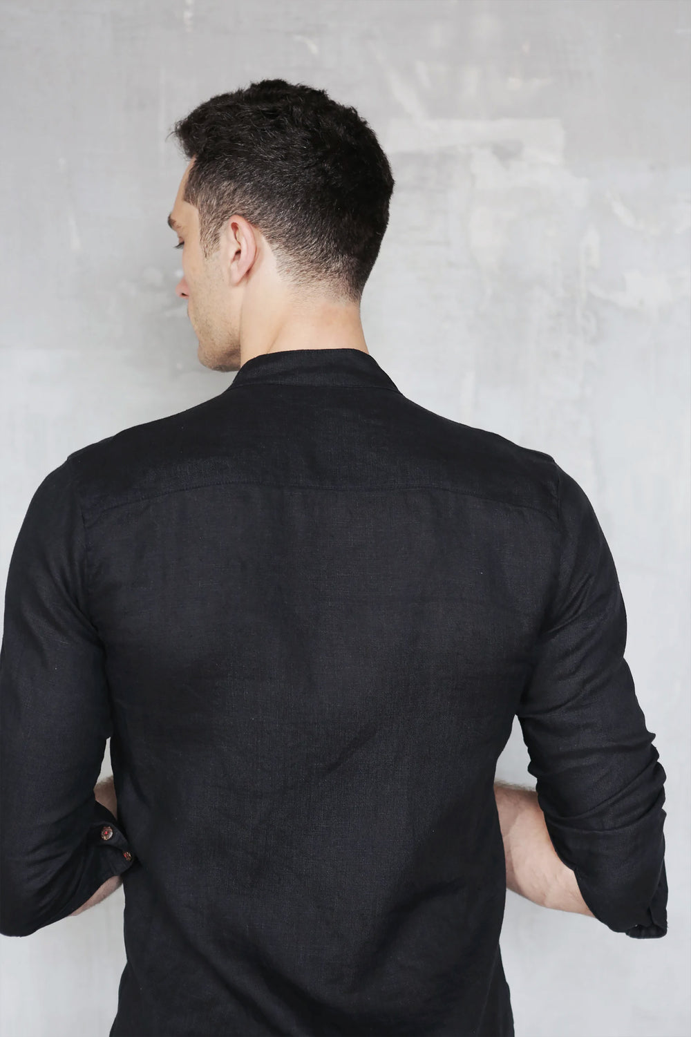 Men’s Linen Shirt OLIVE in Black