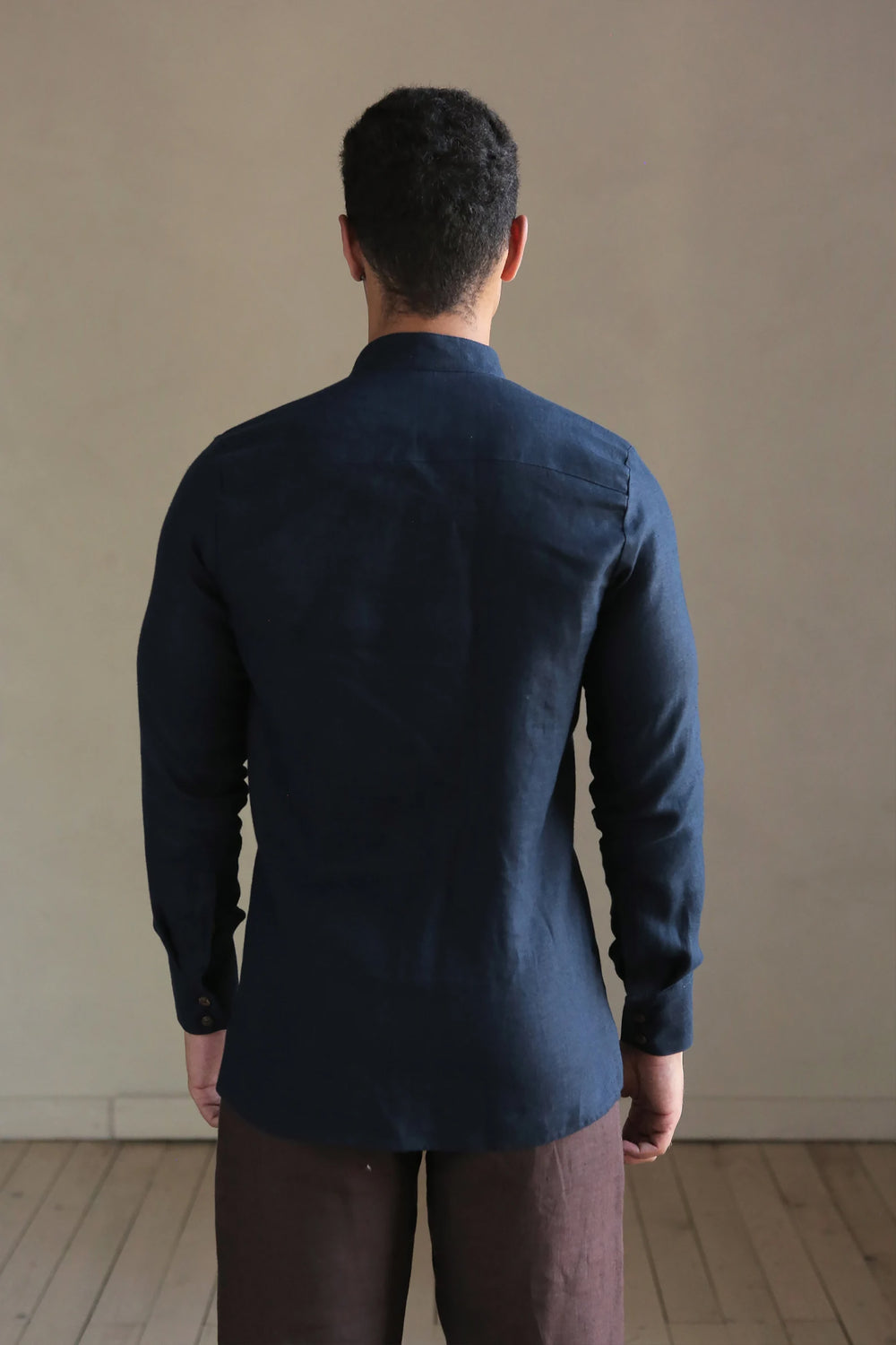 Men’s Linen Shirt OLIVE in Dark blue