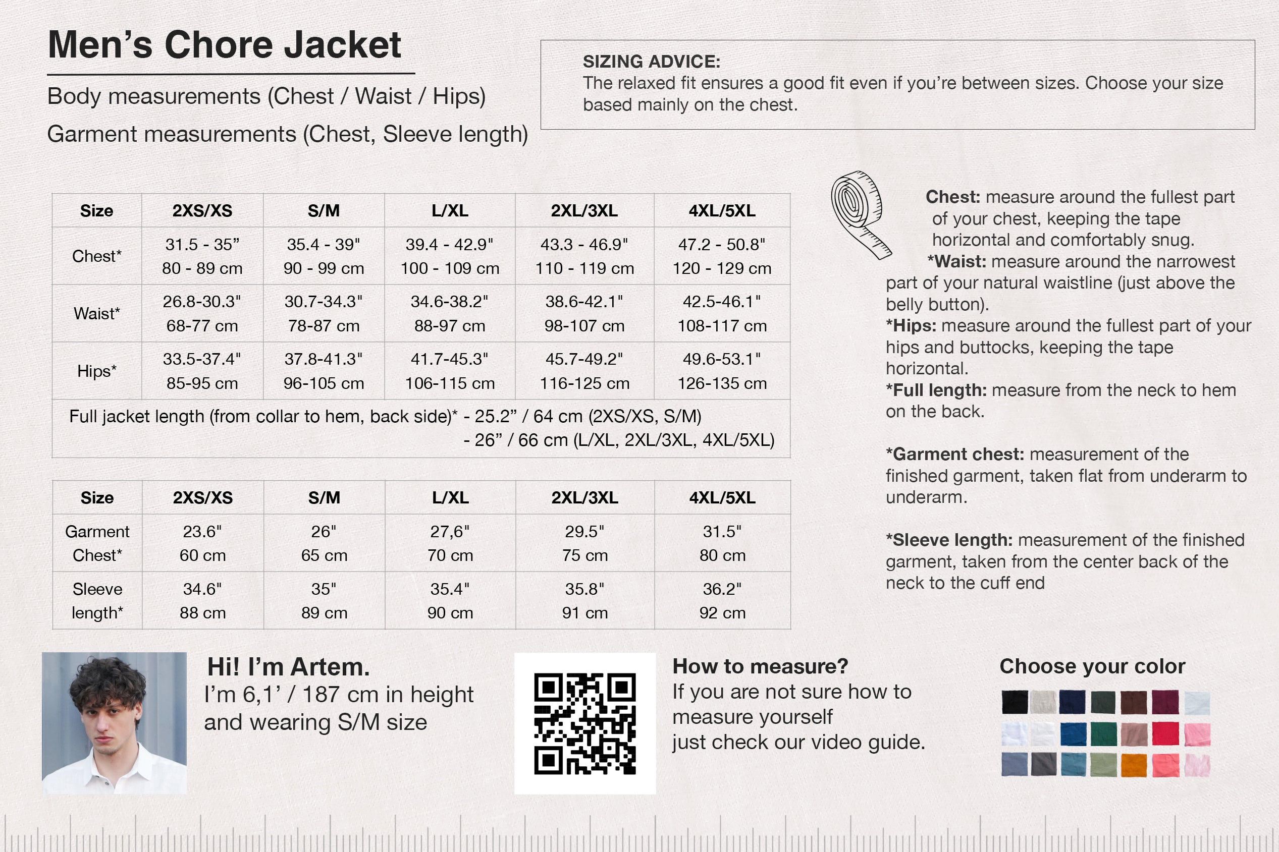 Men’s Linen Chore Jacket SEQUOIA in Black