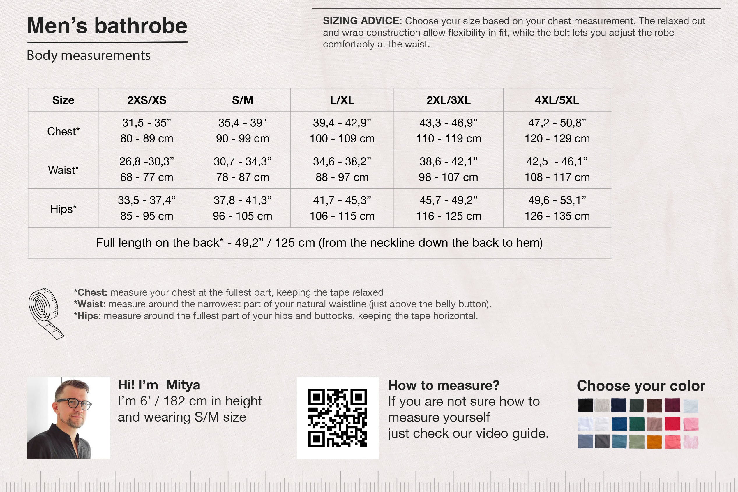 Men’s linen robe with a hood EVERGREEN LONG in Navy blue