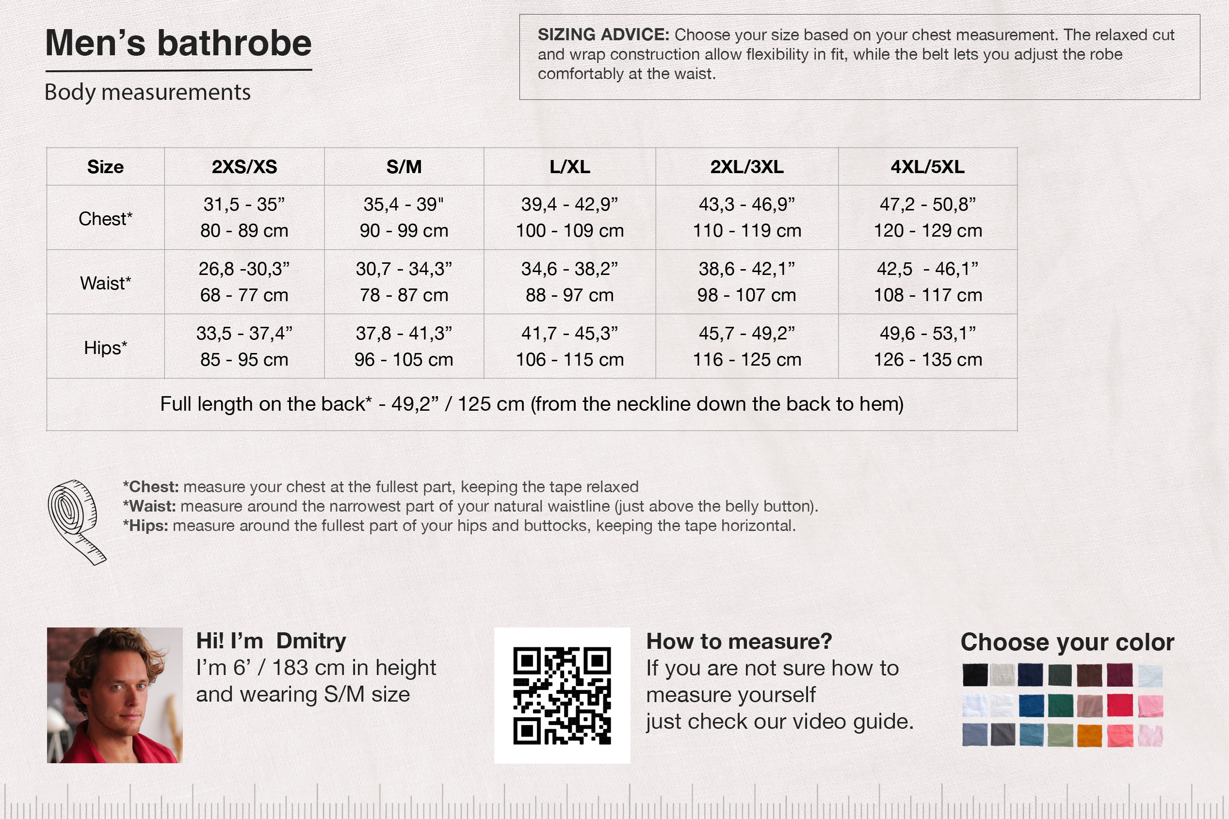 Men’s linen bathrobe JUNIPER LONG in Red