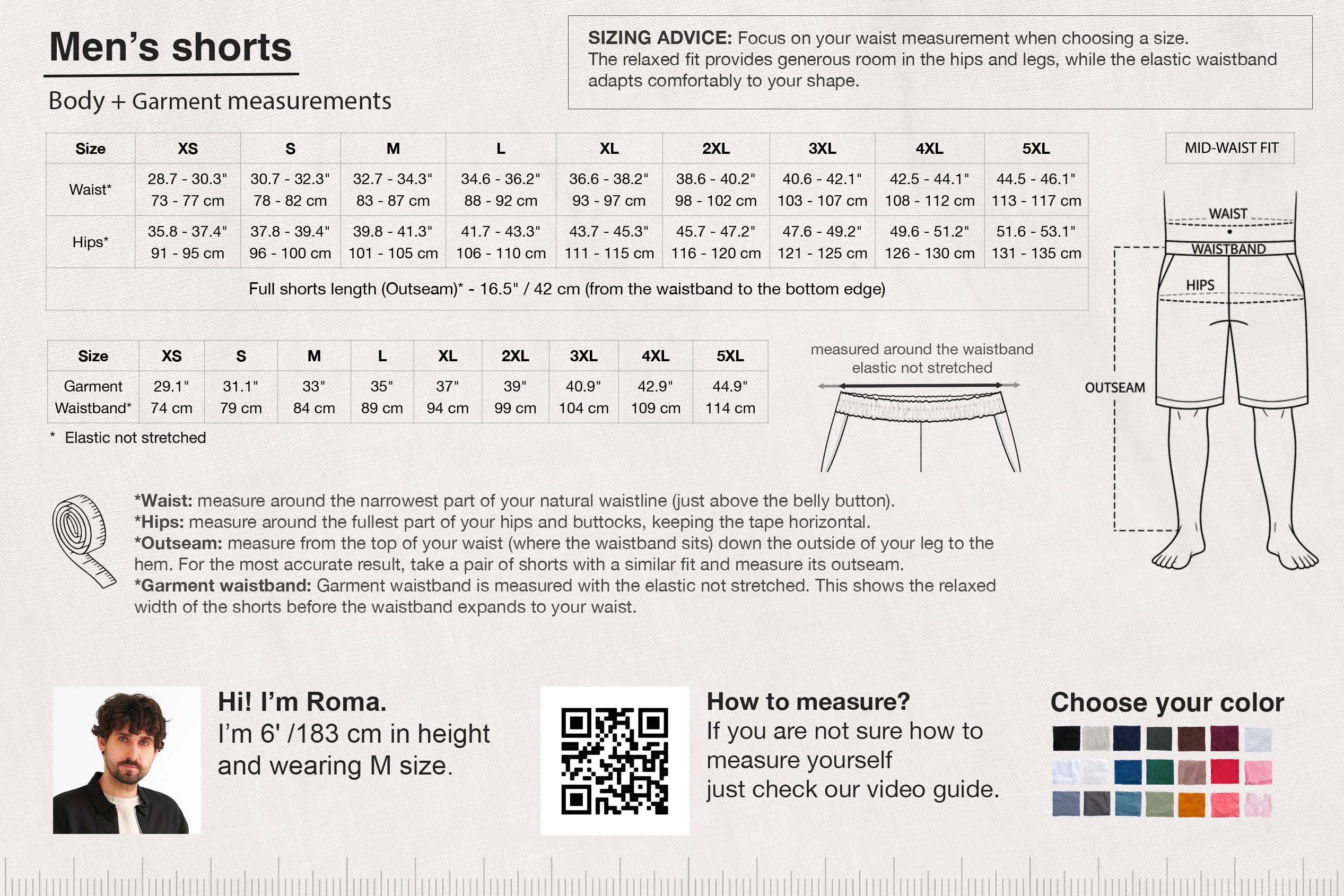 Men’s short linen shorts FERN in Black