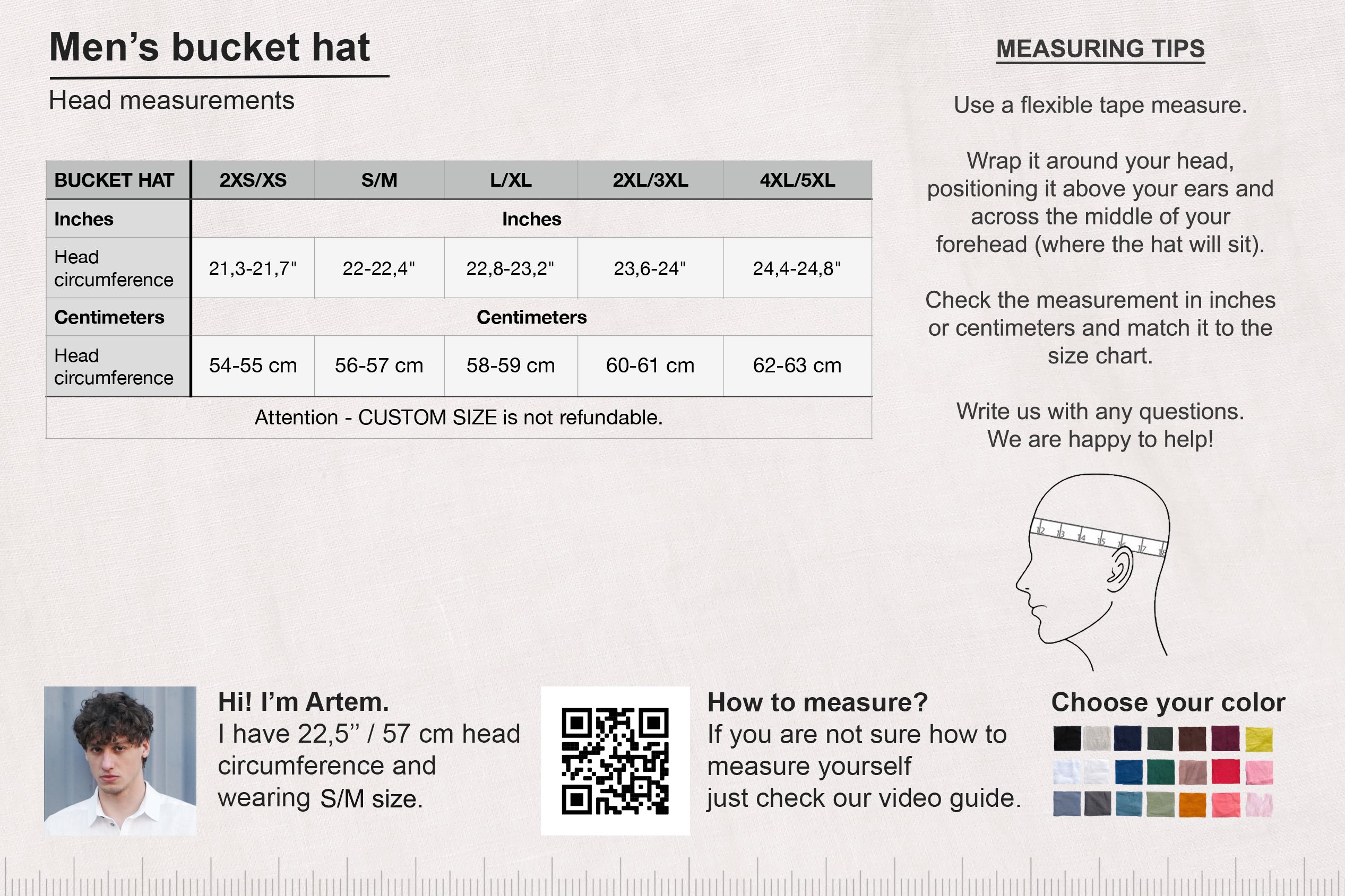 Men’s Linen Bucket Hat PECAN in Beige