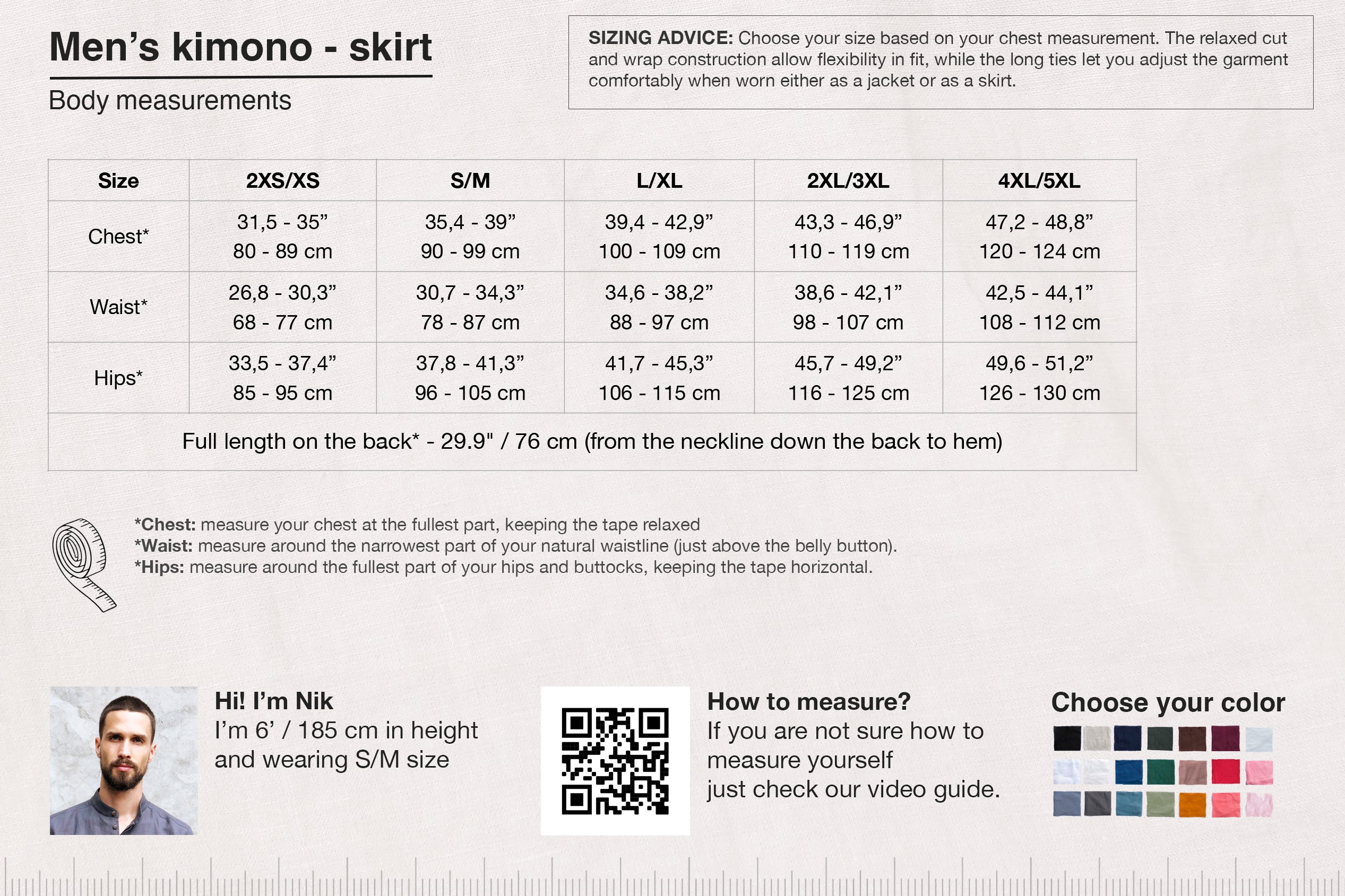 Men’s Linen Kimono Skirt ARIA in Black