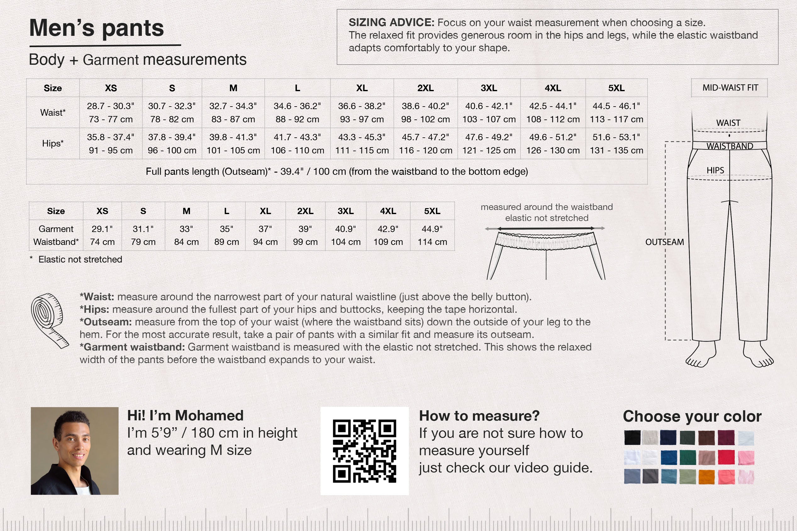 Men’s Straight Leg Linen Pants ASH in Beige