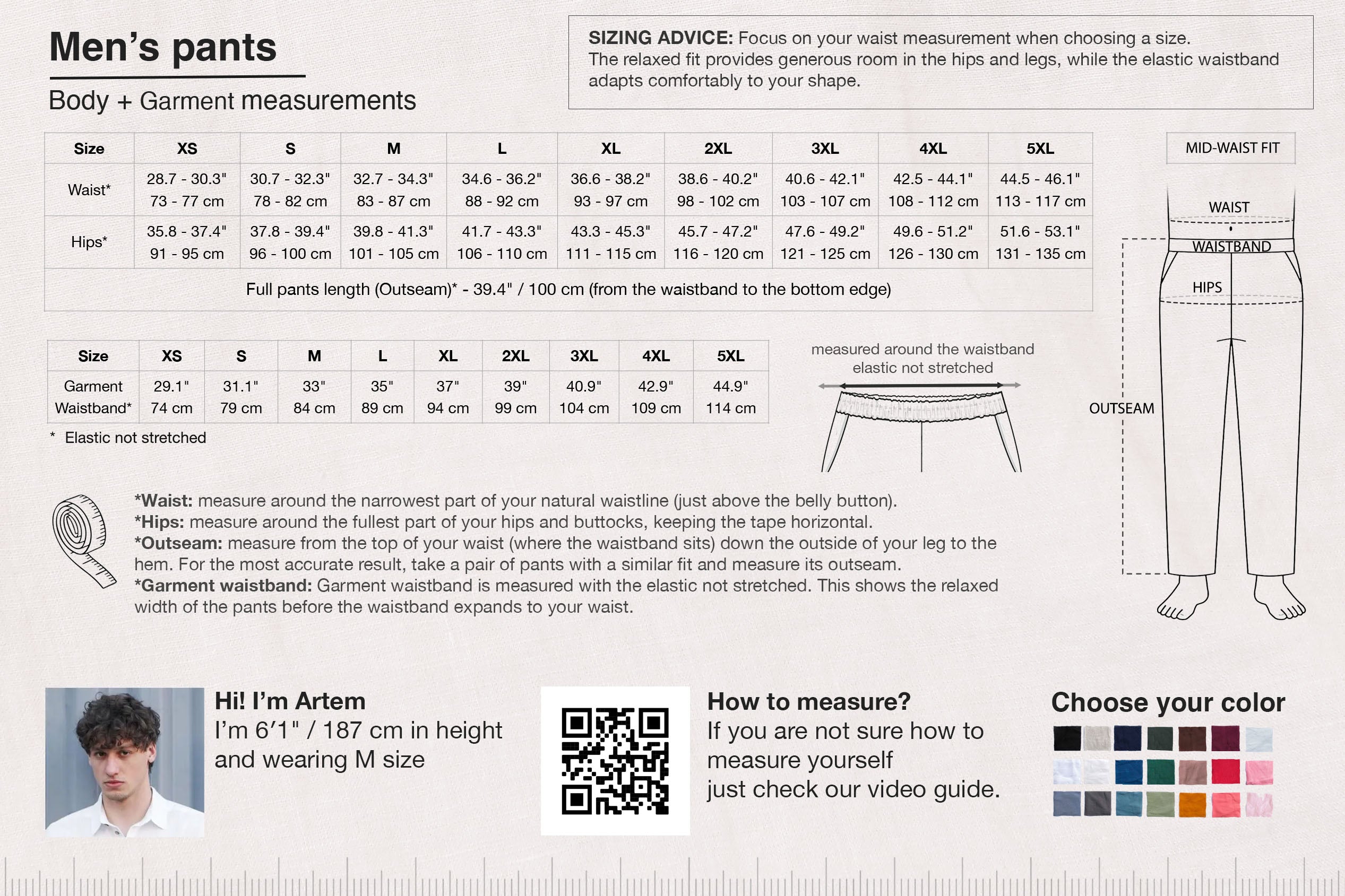 Men’s Straight Leg Linen Pants ASH in Light blue