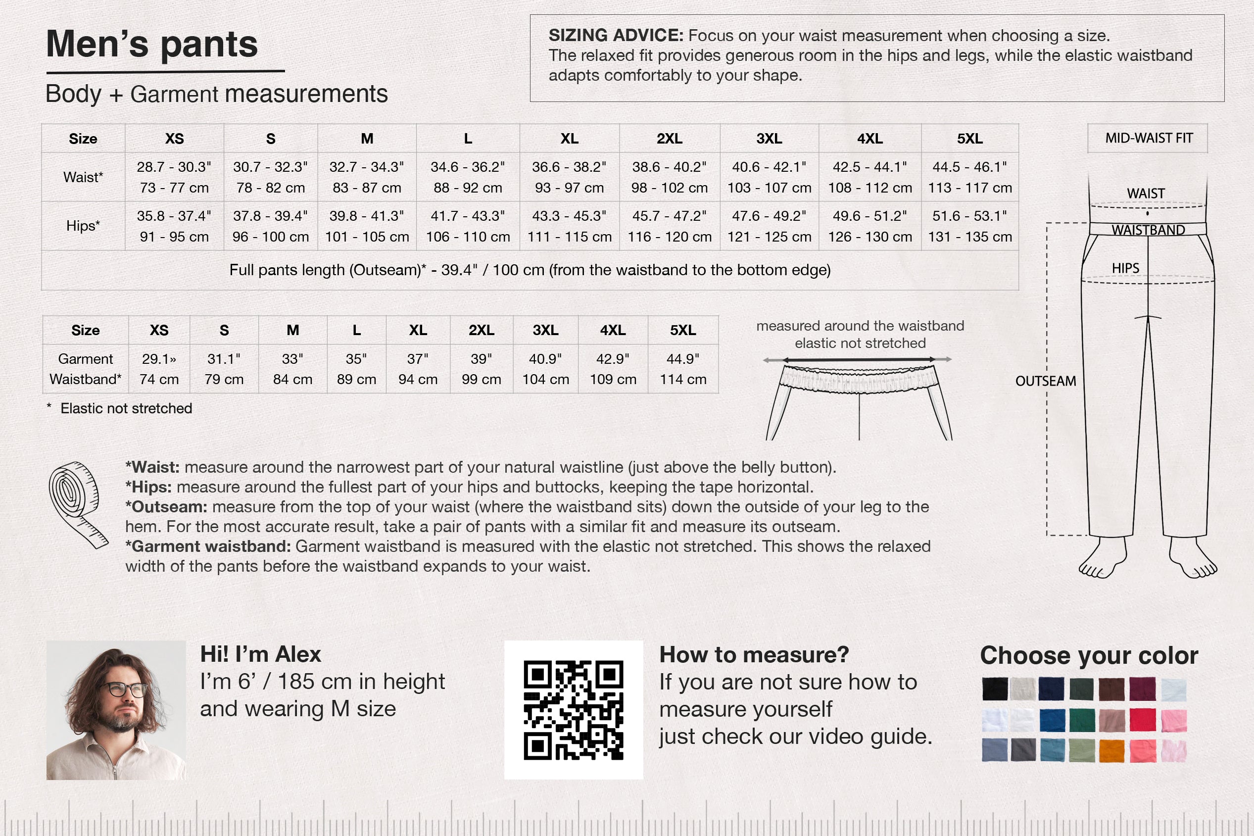 Men’s Pleated Linen Pants with Elastic Cuffs OLMO in Black