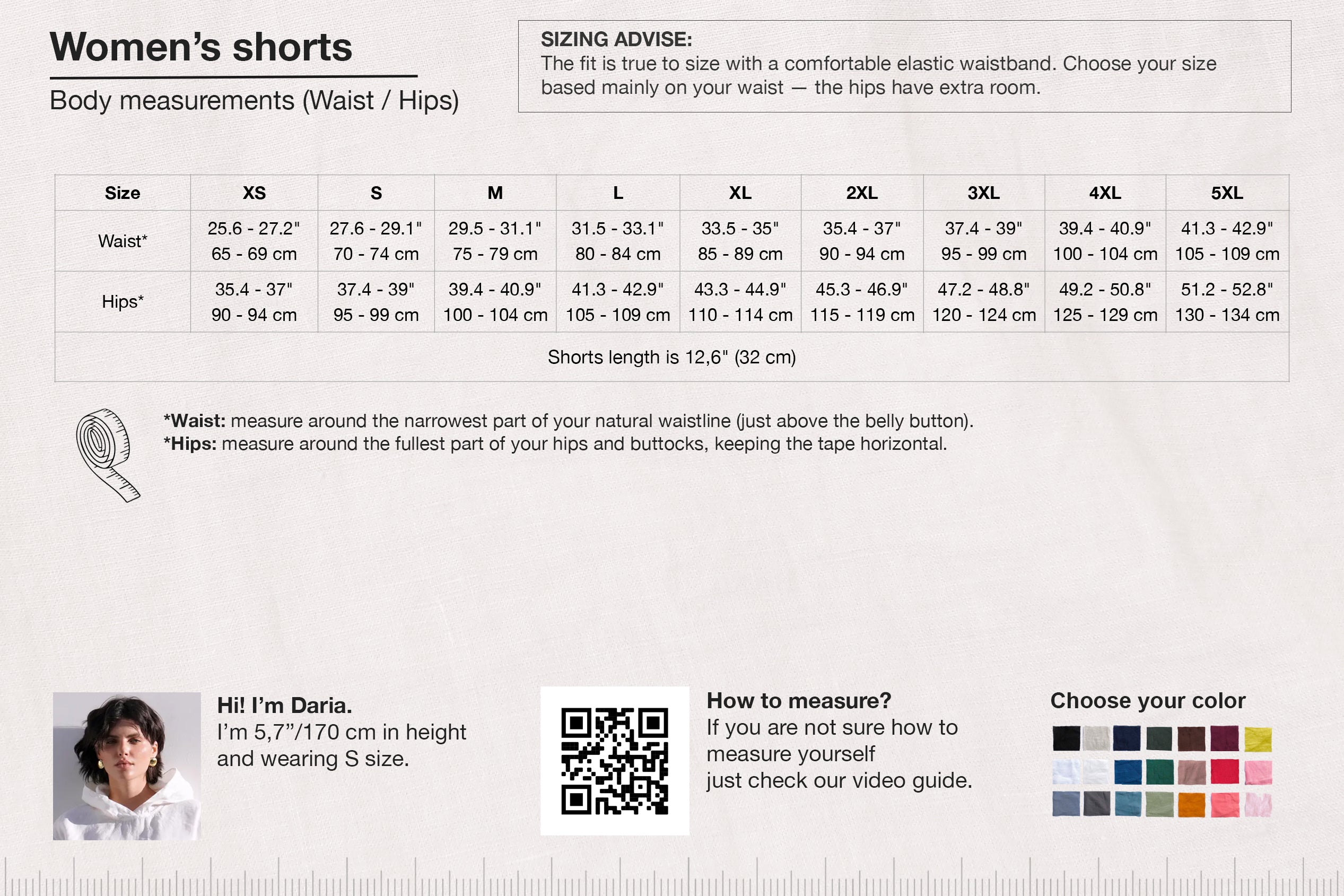 Women’s Linen Shorts with Pockets LEMON in White