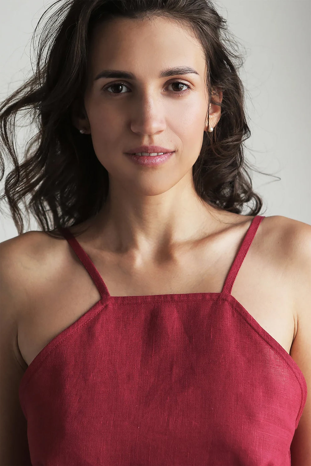 Women’s Strap Linen Top CLARY in Red