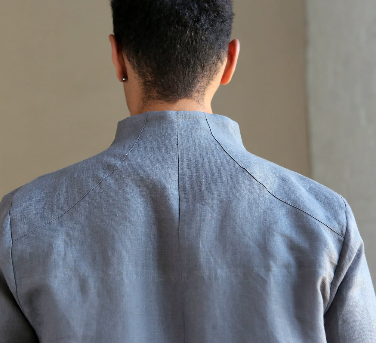 Men’s Linen Trench ALMOND in Dark grey