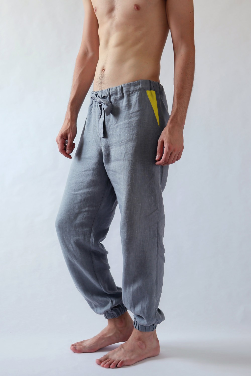 Natural Mens Linen Pants Black Ficus Linen Clothing