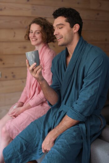 men's linen bathrobe