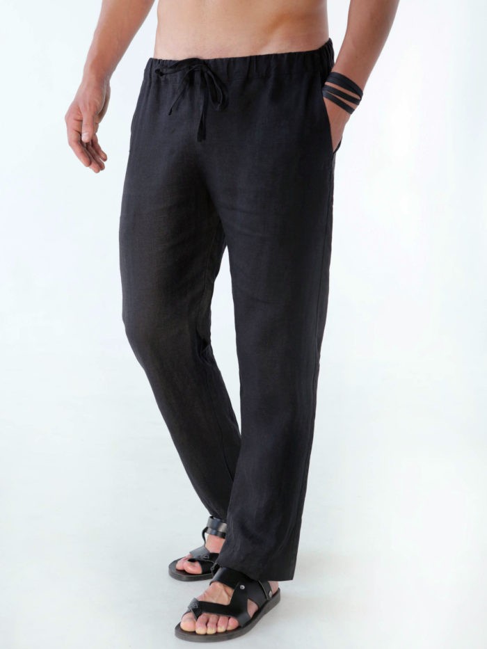 Men’s linen pants - Black Ficus Linen Clothing