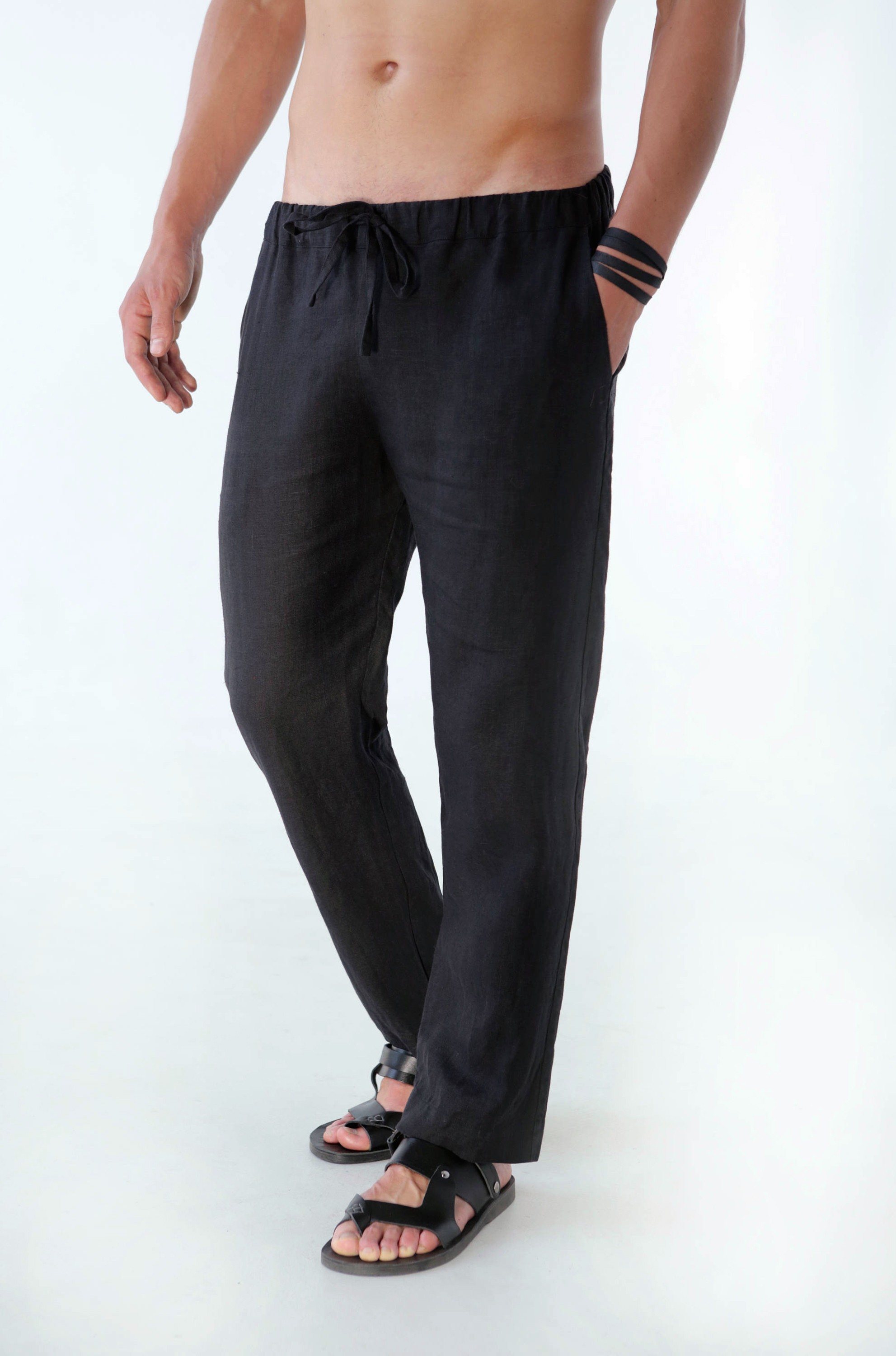 Men's linen pants | Black Ficus Linen Clothing