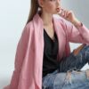 women's linen bathrobe, pink bathrobe