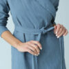 women's linen bathrobe, blue-grey bathrobe