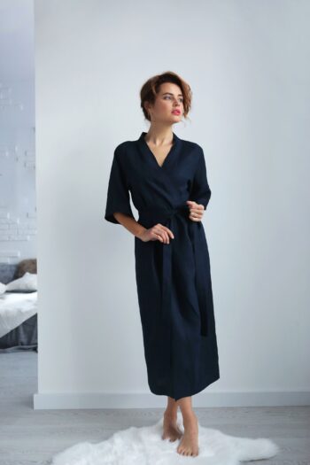 women's linen bathrobe