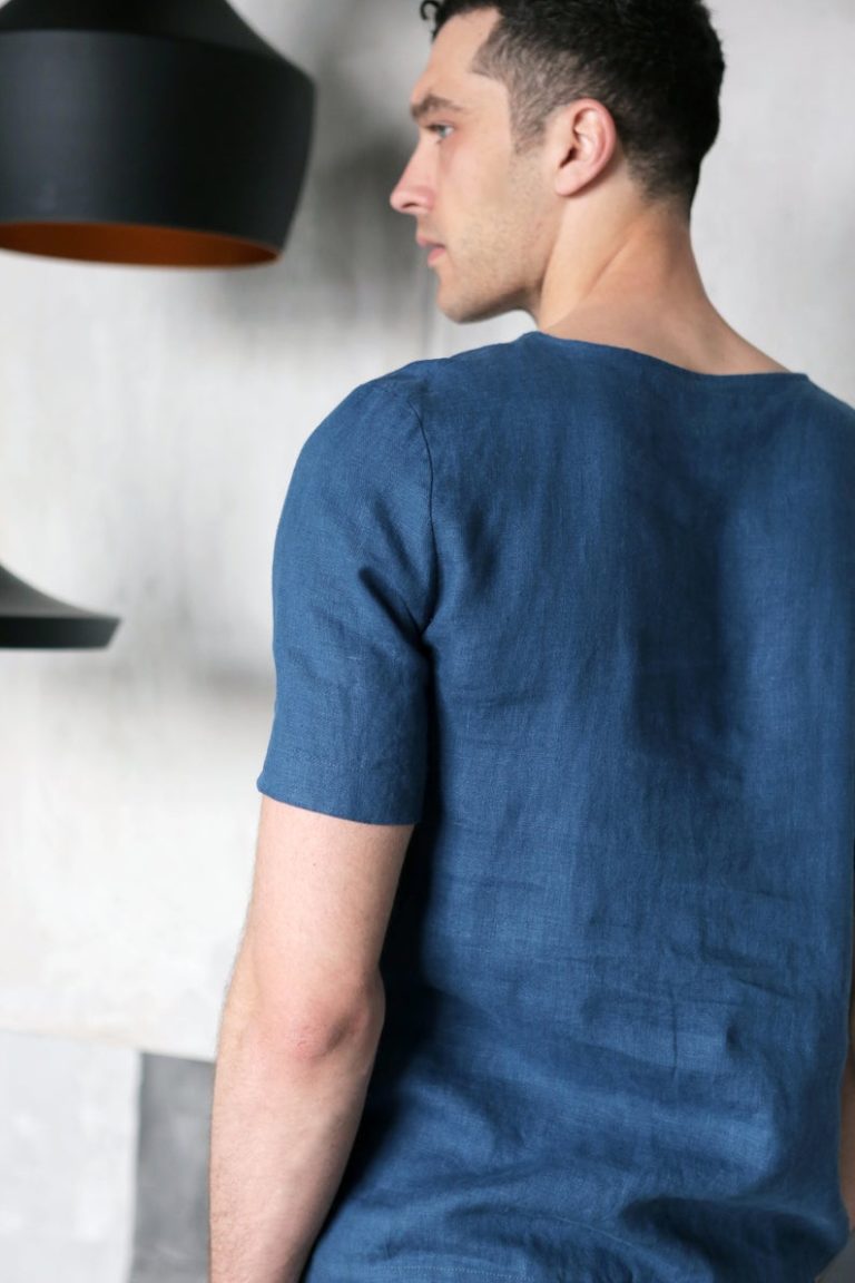 Men’s Linen T-Shirt - Black Ficus Linen Clothing