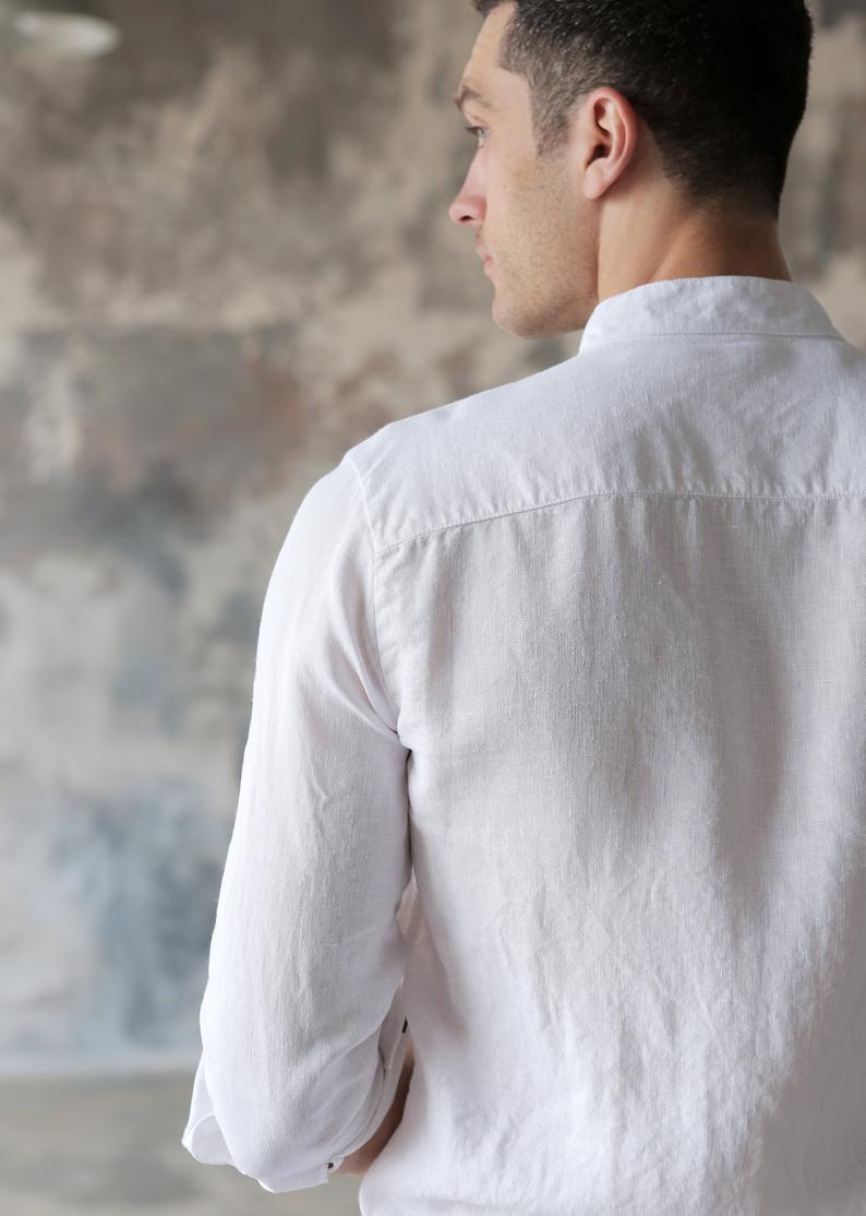 Men's Linen Shirt - Black Ficus Linen Clothing