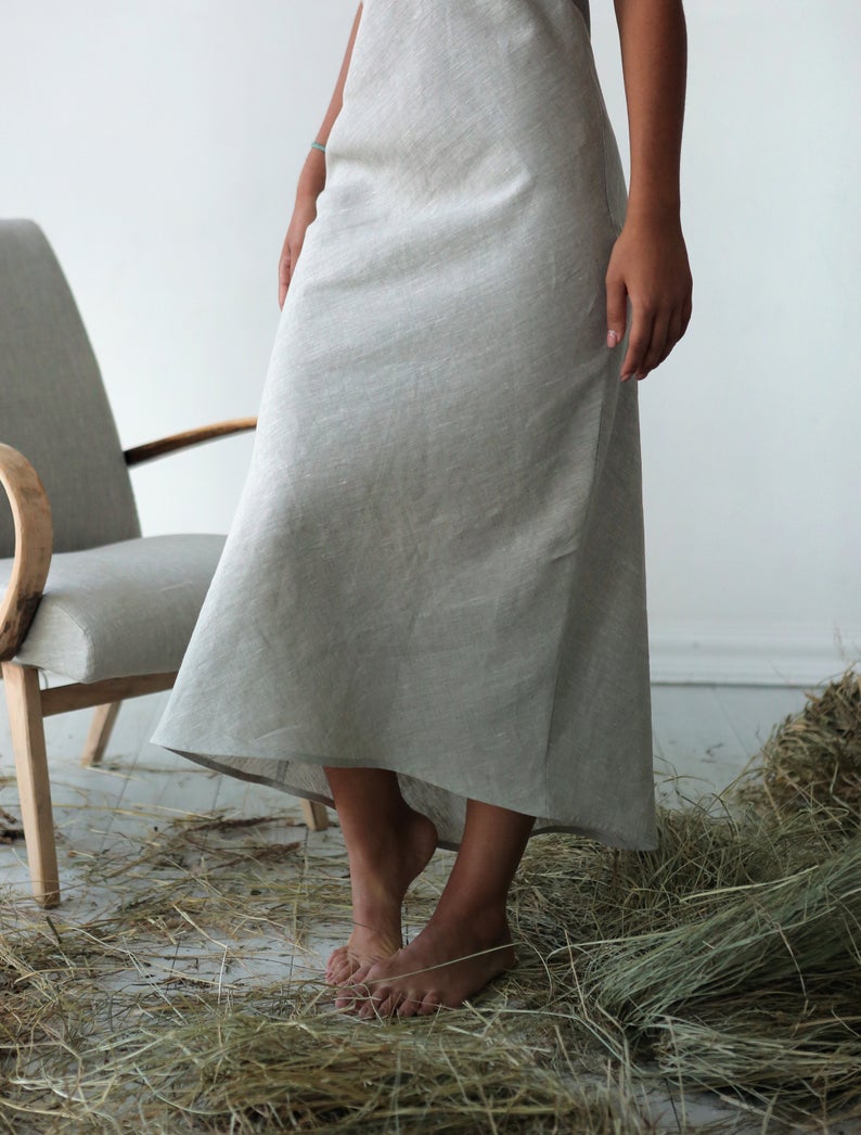 Women's maxi linen dress | Black Ficus Linen Clothing