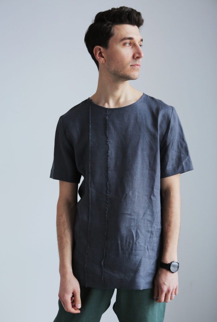 Designer Men’s Linen T-Shirt - Black Ficus Linen Clothing