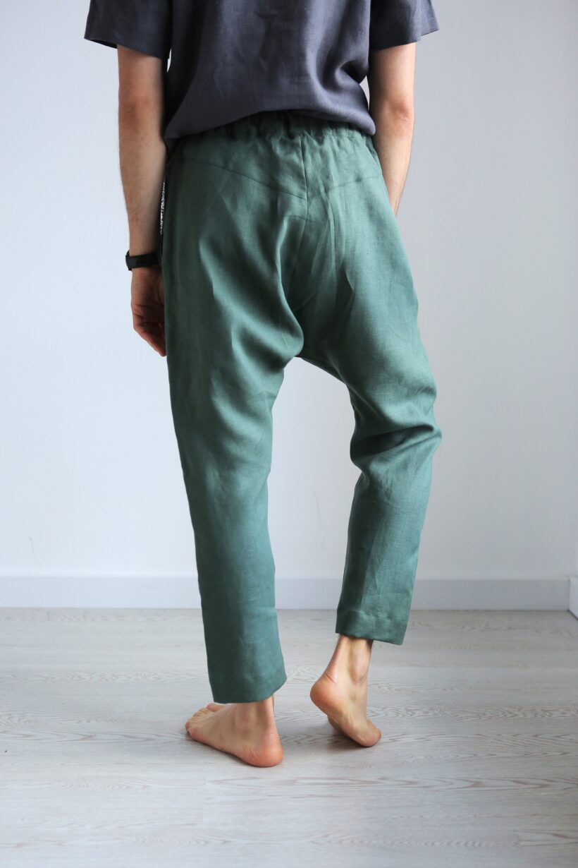 Men's baggy linen pants | Black Ficus Linen Clothing
