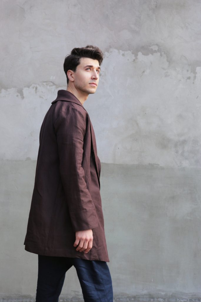 Men’s Linen Cardigan - Black Ficus Linen Clothing