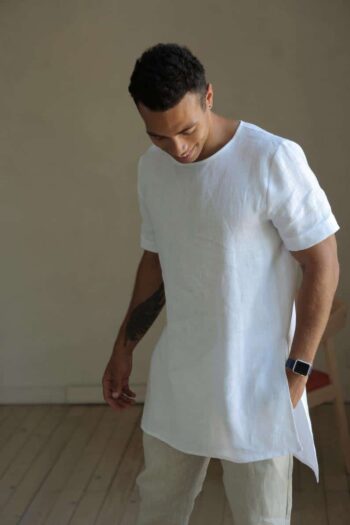 linen long t-shirt white