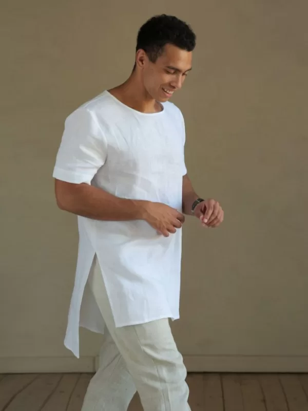 linen long t-shirt white
