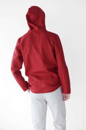 red linen hoodie