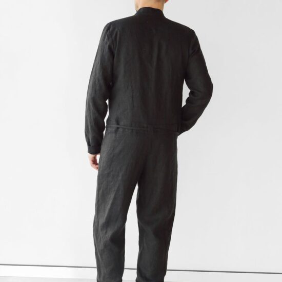 Mens Linen Jumpsuit - Black Ficus Linen Clothing